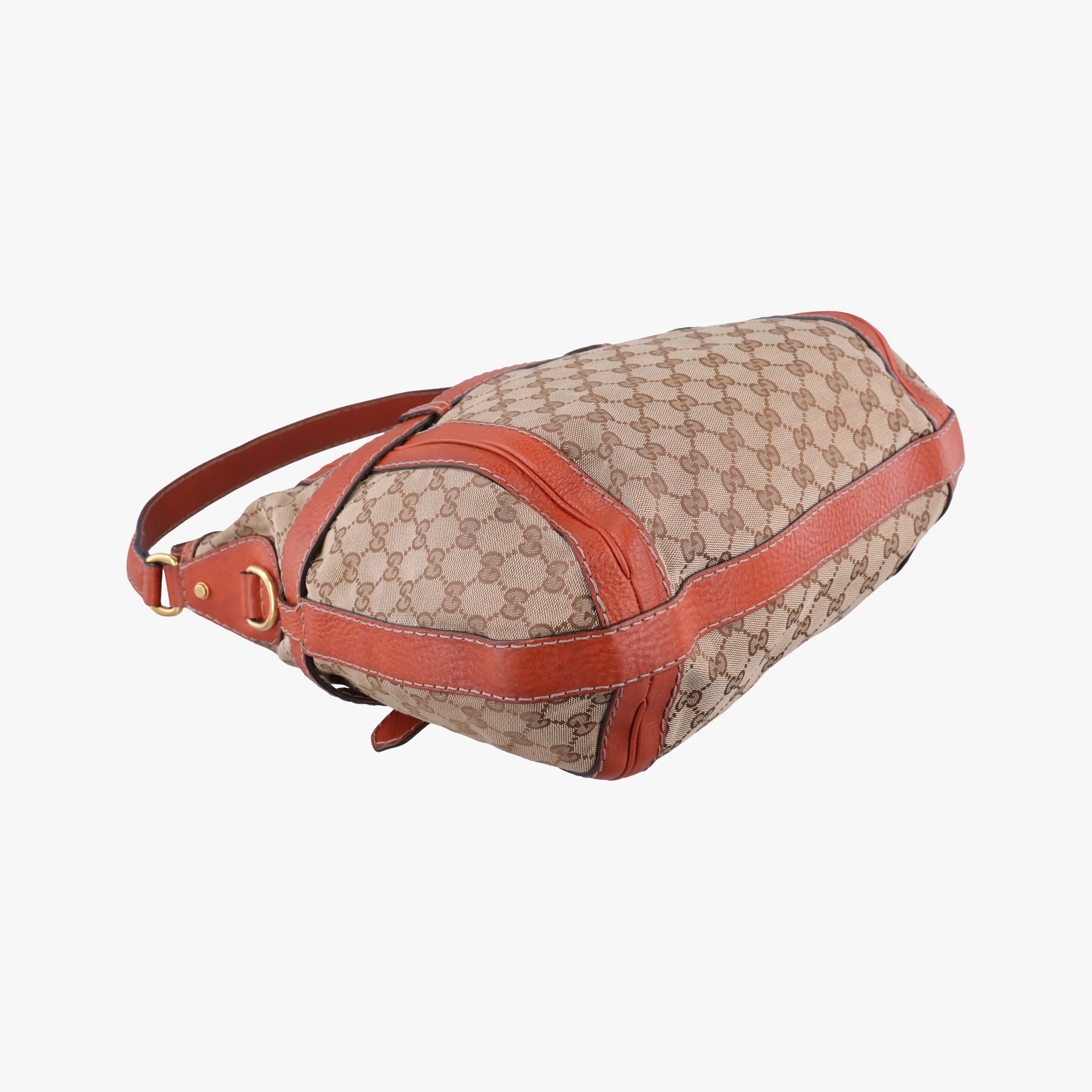 Pre-owned Gucci GG Running Beige×orange canvas×leather 247185 shoulderbag | stylenewstar
