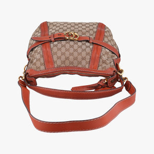 Pre-owned Gucci GG Running Beige×orange canvas×leather 247185 shoulderbag | stylenewstar