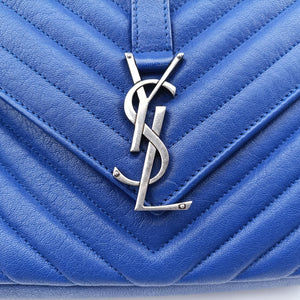 Pre-owned Yves Saint Laurent COLLEGE Blue Leather 428056 shoulderbag | stylenewstar