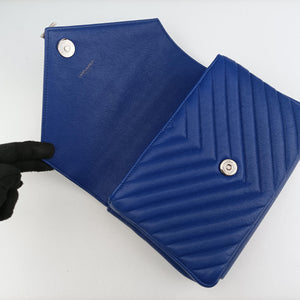 Pre-owned Yves Saint Laurent COLLEGE Blue Leather 428056 shoulderbag | stylenewstar