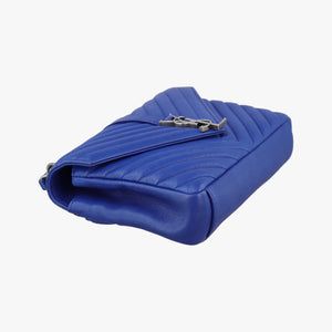 Pre-owned Yves Saint Laurent COLLEGE Blue Leather 428056 shoulderbag | stylenewstar