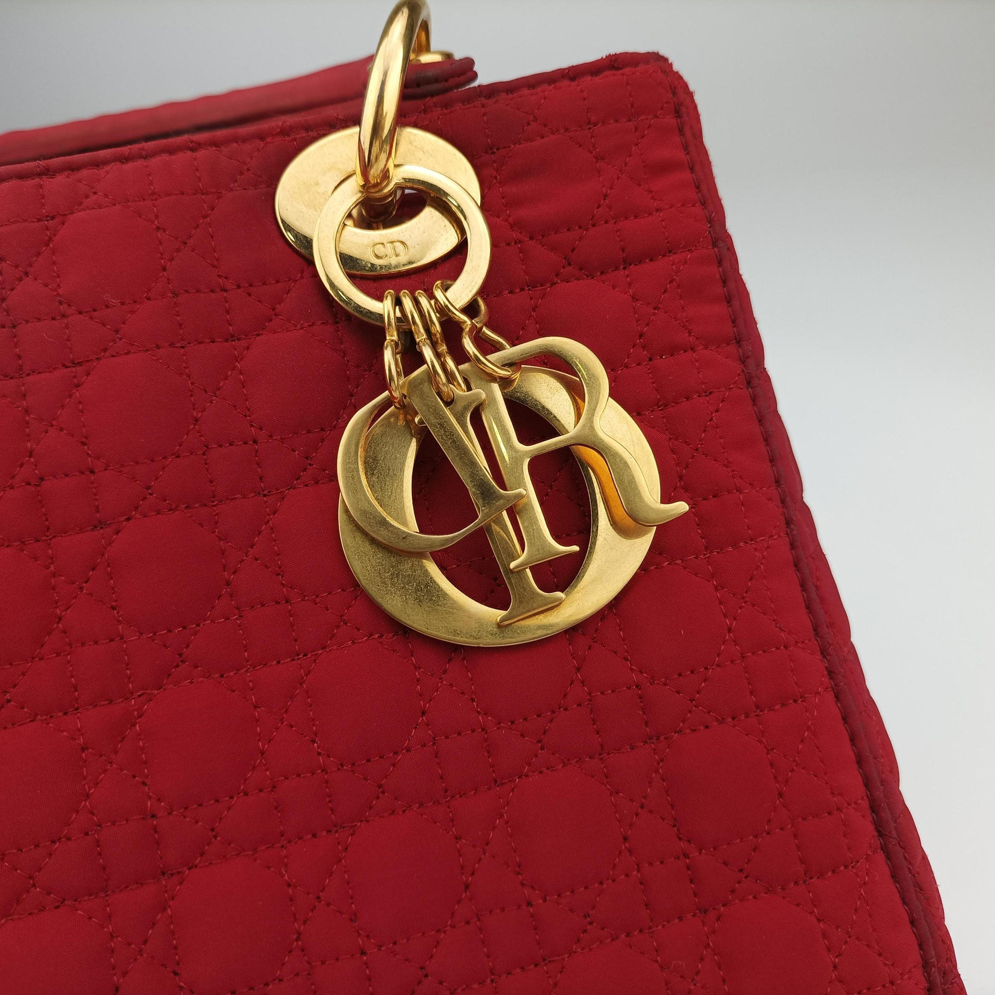 Pre-owned Christian Dior Lady Dior Red Nylon  handbag | stylenewstar