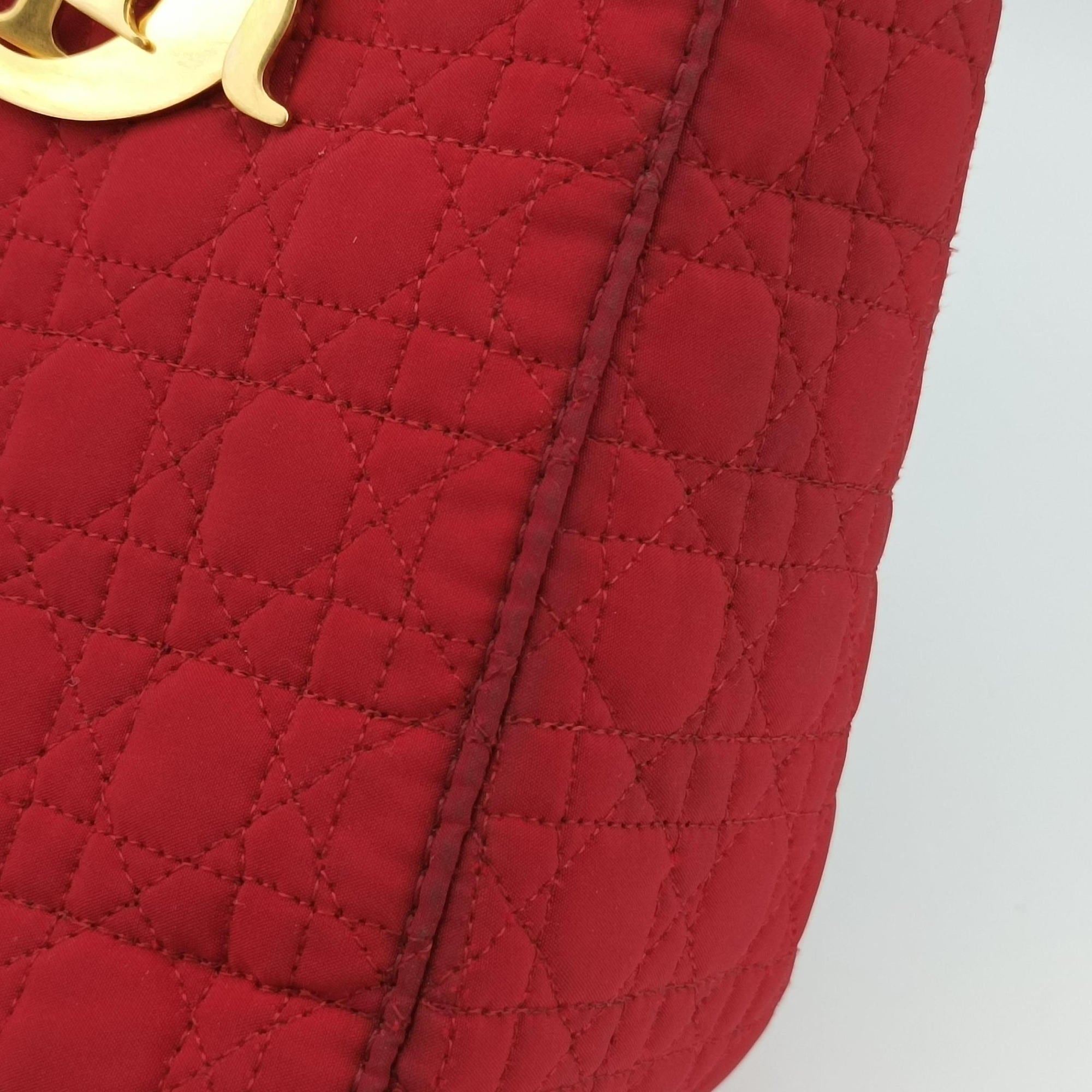 Pre-owned Christian Dior Lady Dior Red Nylon  handbag | stylenewstar