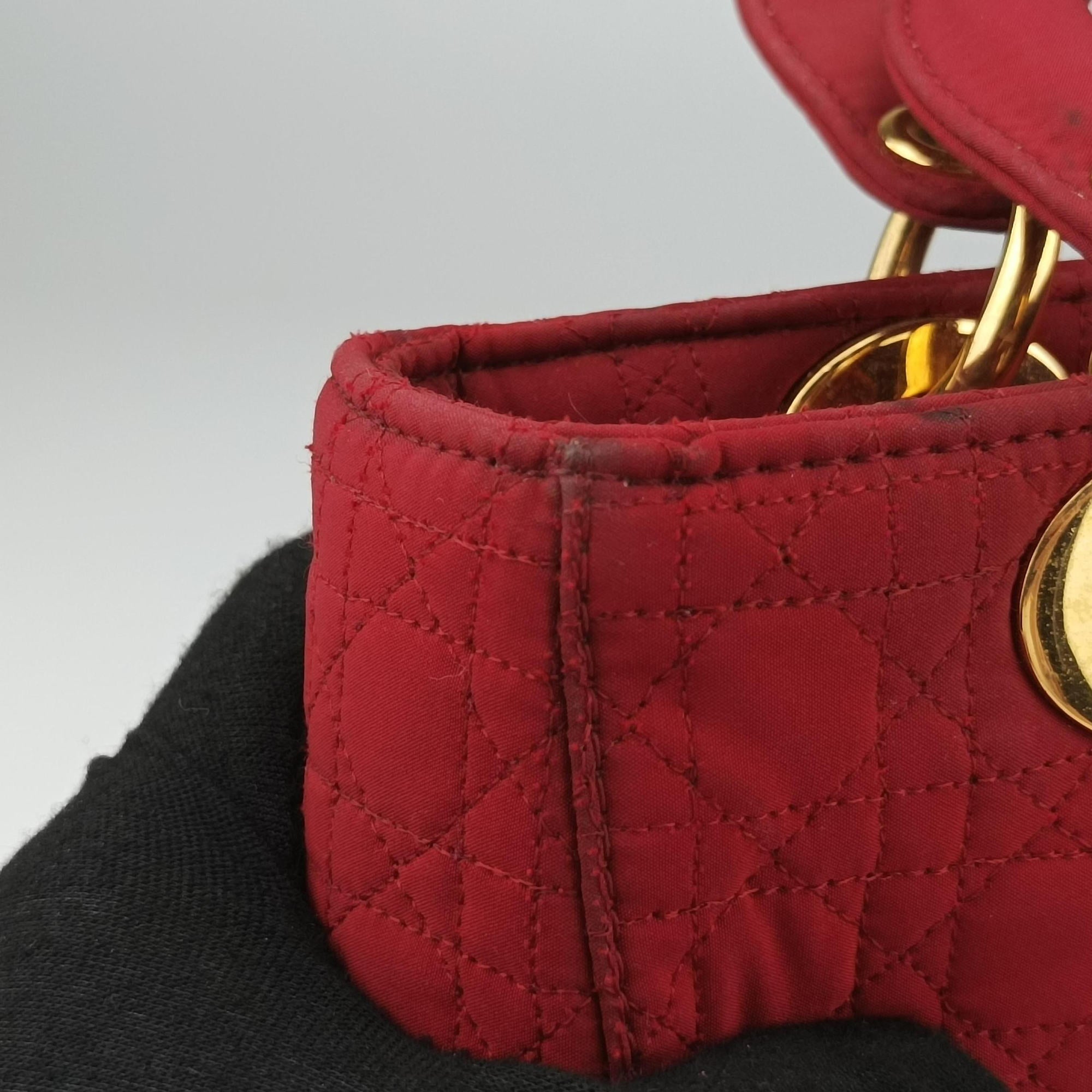 Pre-owned Christian Dior Lady Dior Red Nylon  handbag | stylenewstar