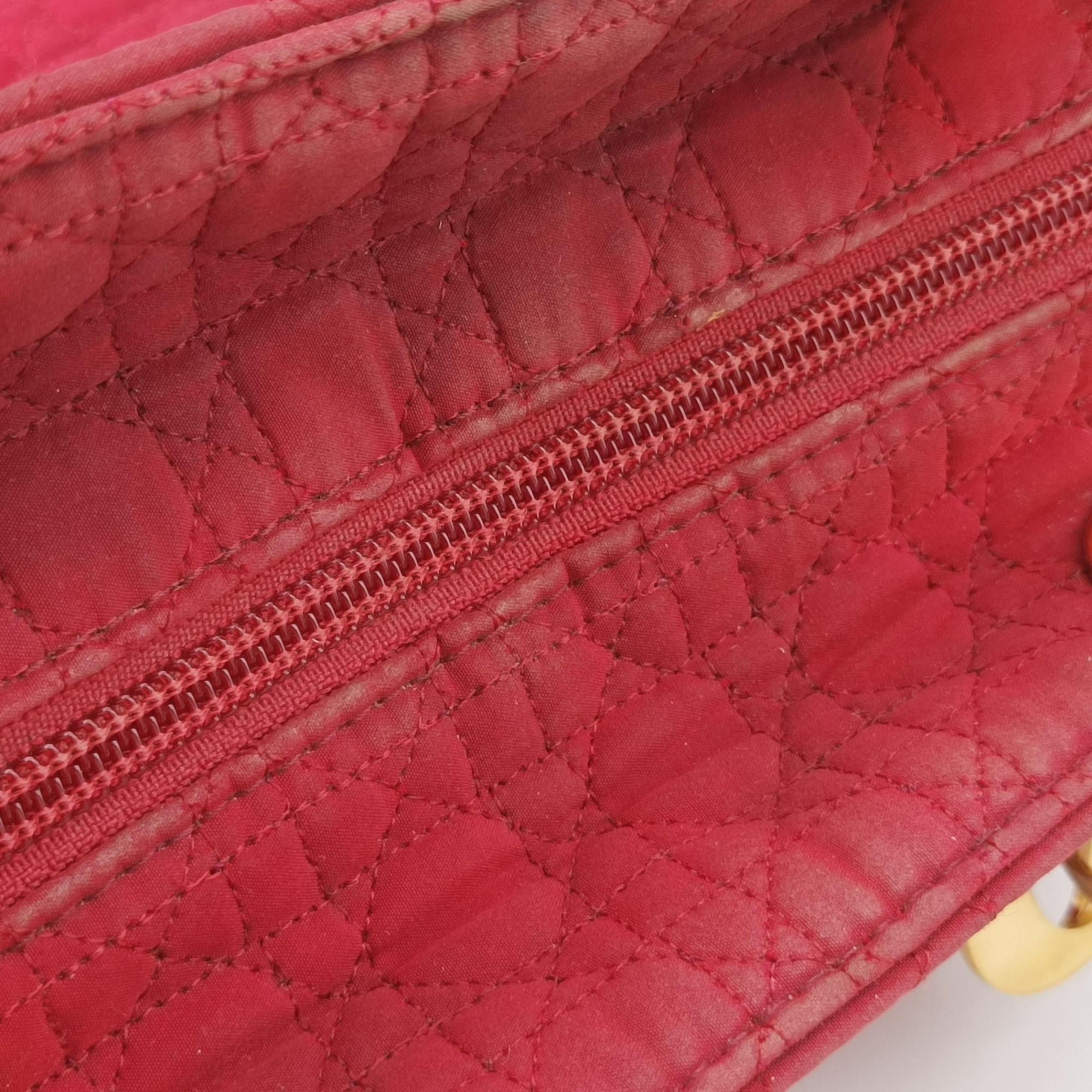 Pre-owned Christian Dior Lady Dior Red Nylon  handbag | stylenewstar