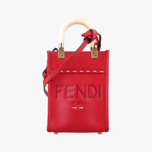 Pre-owned Fendi SUNSHINE SHOPPER Red Leather 8BS051 shoulderbag | stylenewstar