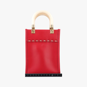 Pre-owned Fendi SUNSHINE SHOPPER Red Leather 8BS051 shoulderbag | stylenewstar