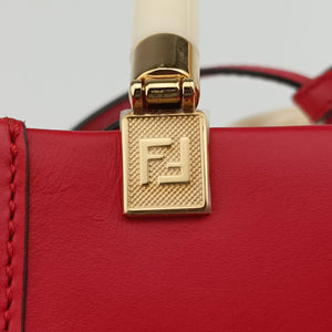 Pre-owned Fendi SUNSHINE SHOPPER Red Leather 8BS051 shoulderbag | stylenewstar