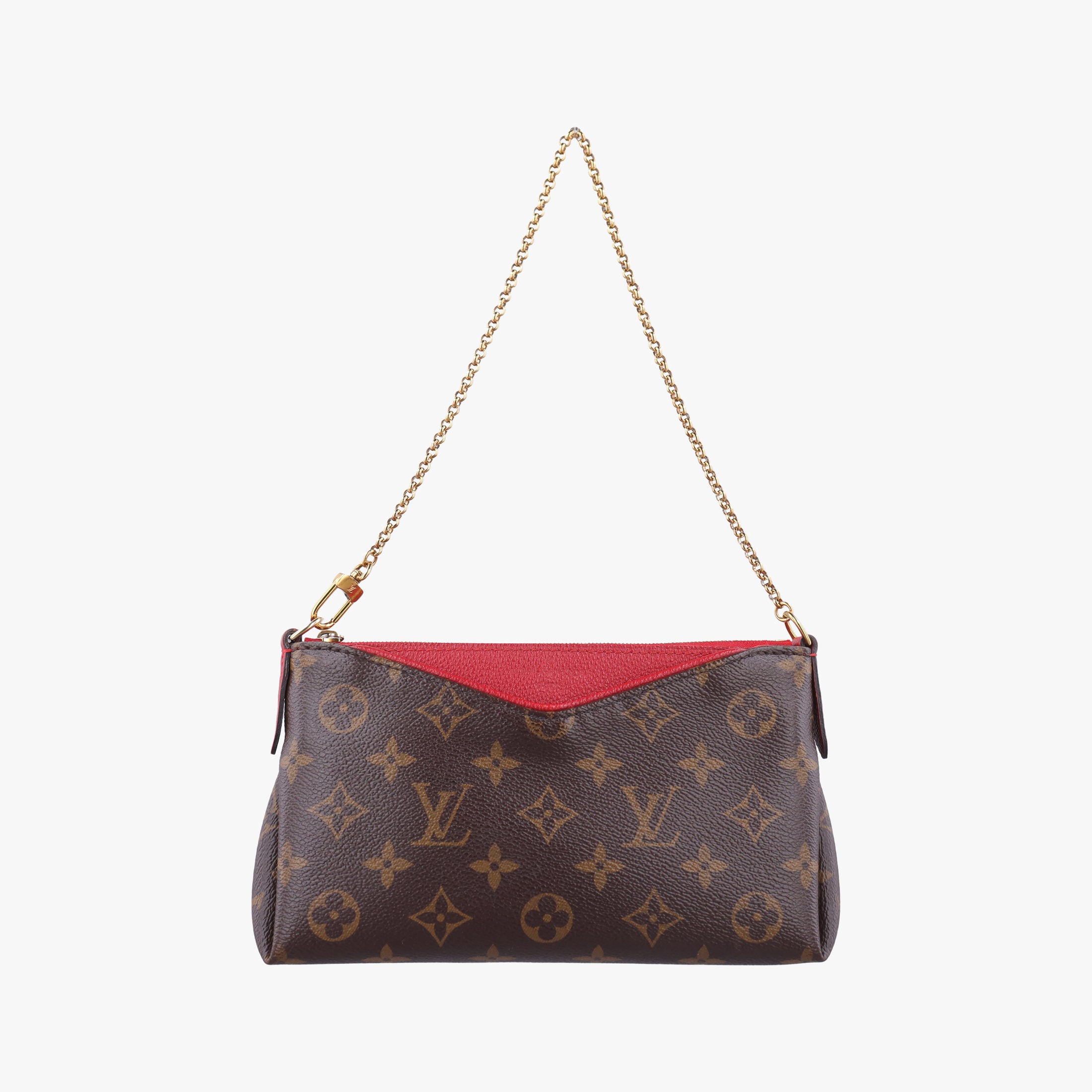 Pre-owned Louis Vuitton PALLAS Clutch brown×CERISE Monogram Canvas×calf leather M41638 shoulderbag | stylenewstar