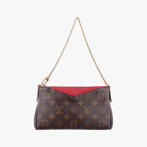 Pre-owned Louis Vuitton PALLAS Clutch brown×CERISE Monogram Canvas×calf leather M41638 shoulderbag | stylenewstar