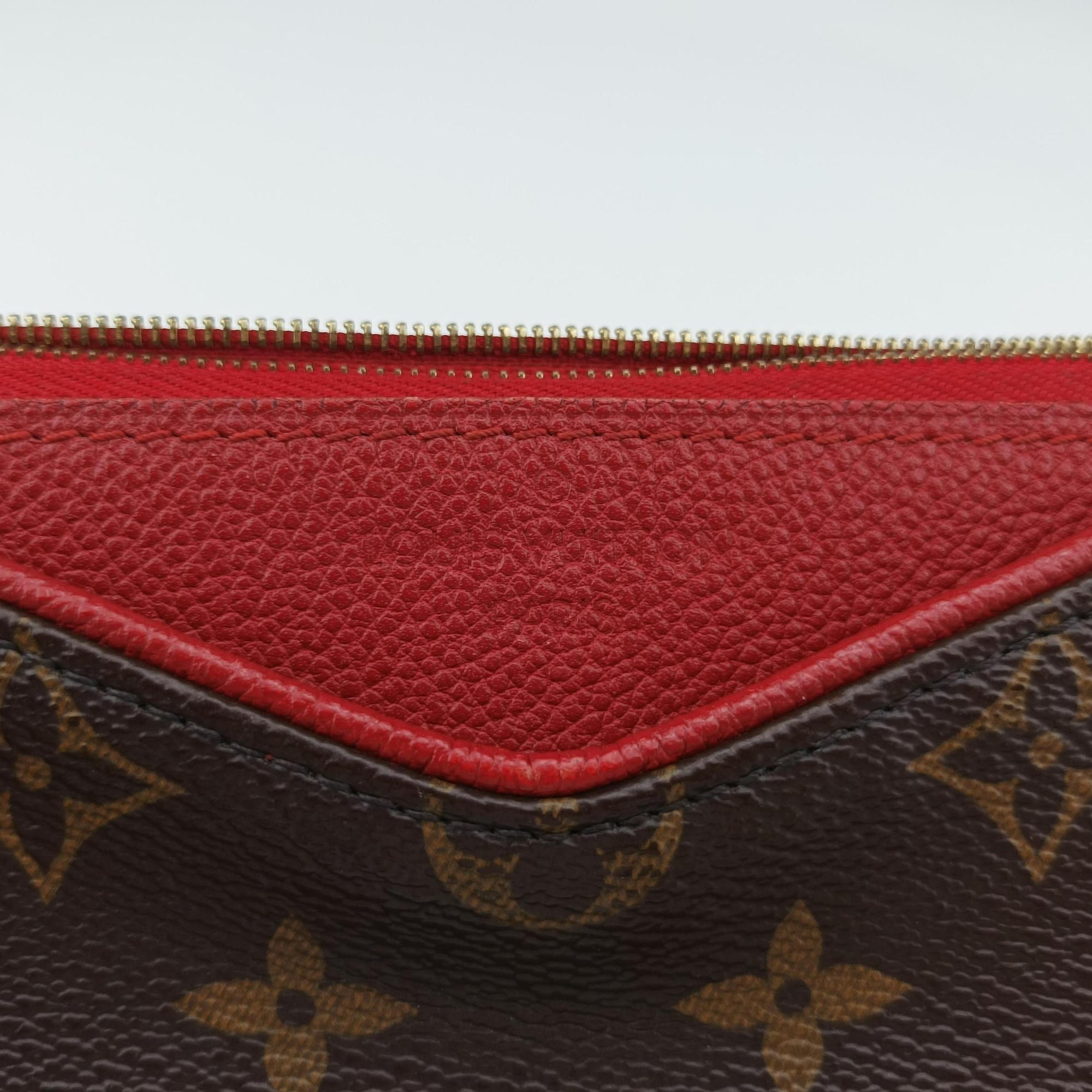 Pre-owned Louis Vuitton PALLAS Clutch brown×CERISE Monogram Canvas×calf leather M41638 shoulderbag | stylenewstar