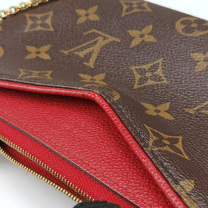 Pre-owned Louis Vuitton PALLAS Clutch brown×CERISE Monogram Canvas×calf leather M41638 shoulderbag | stylenewstar