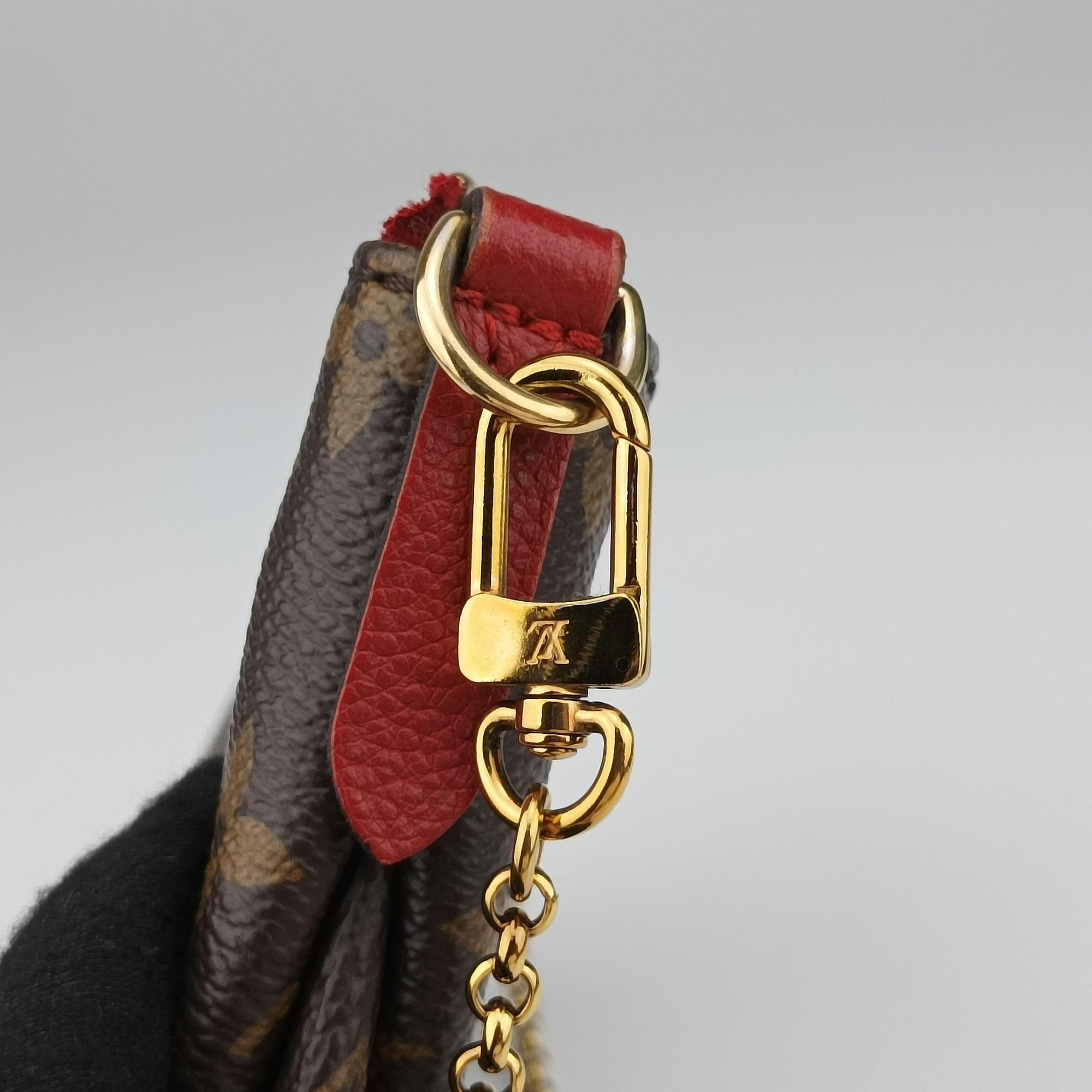 Pre-owned Louis Vuitton PALLAS Clutch brown×CERISE Monogram Canvas×calf leather M41638 shoulderbag | stylenewstar