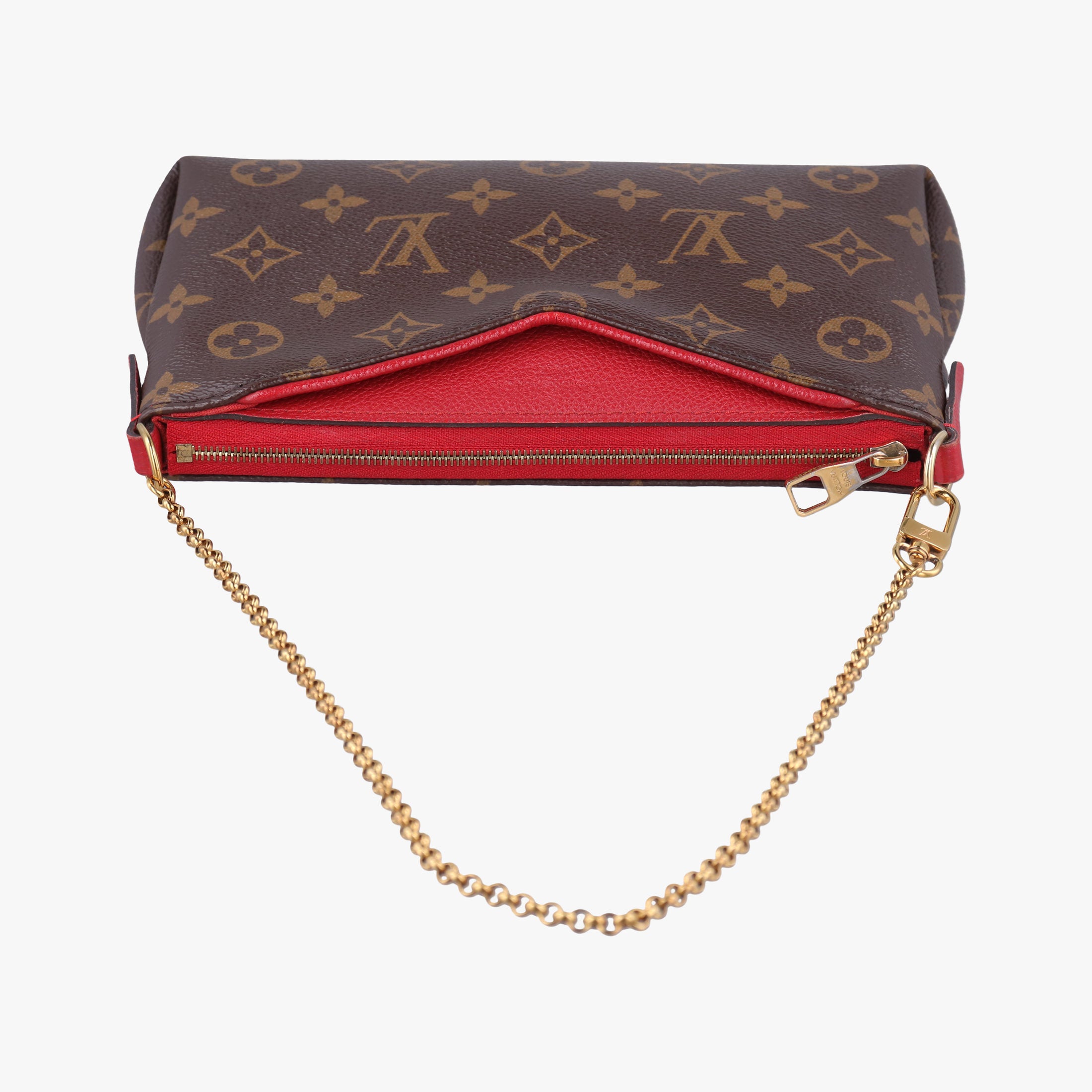 Pre-owned Louis Vuitton PALLAS Clutch brown×CERISE Monogram Canvas×calf leather M41638 shoulderbag | stylenewstar