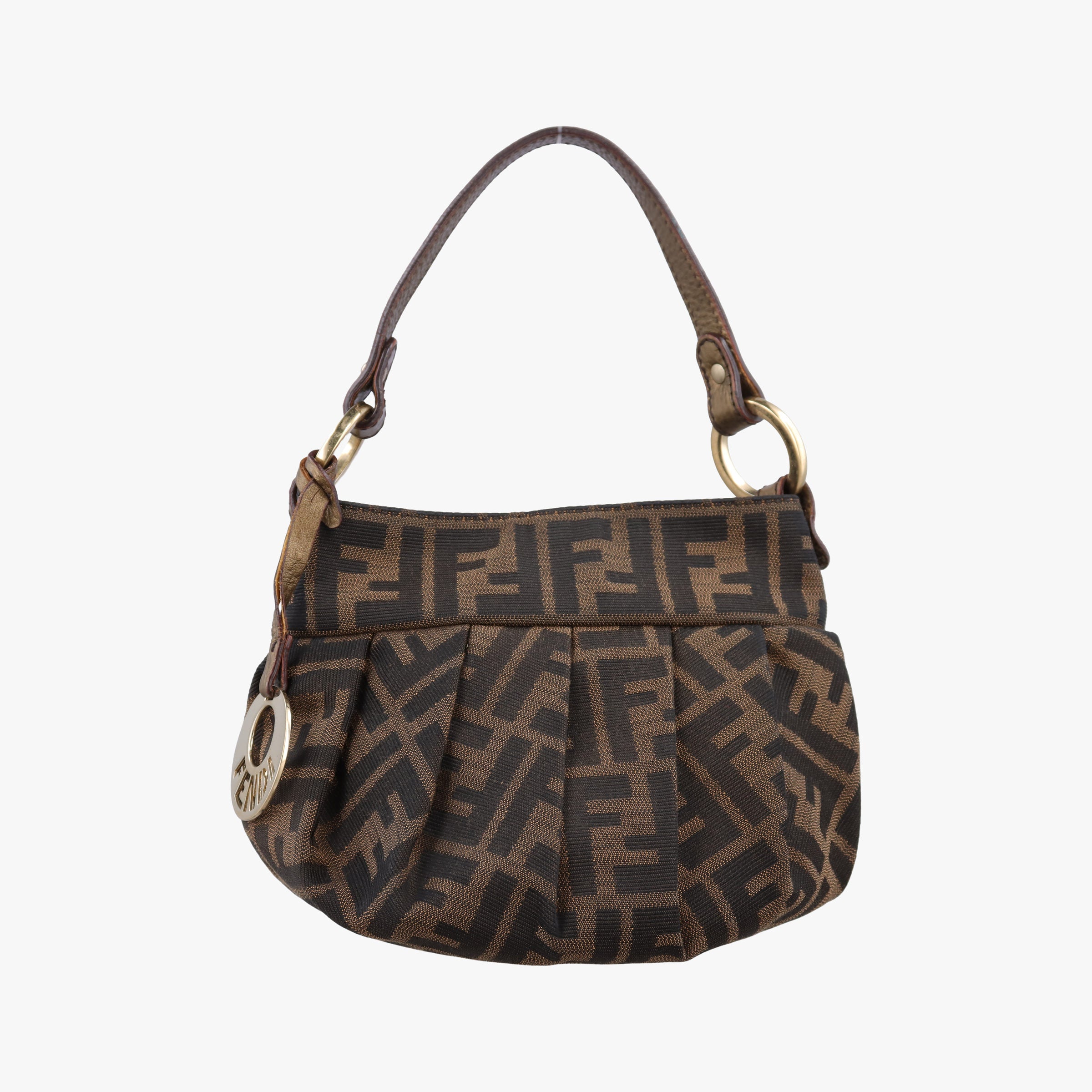 Pre-owned Fendi Mini Chef Brown jacquard 8BK044 shoulderbag | stylenewstar