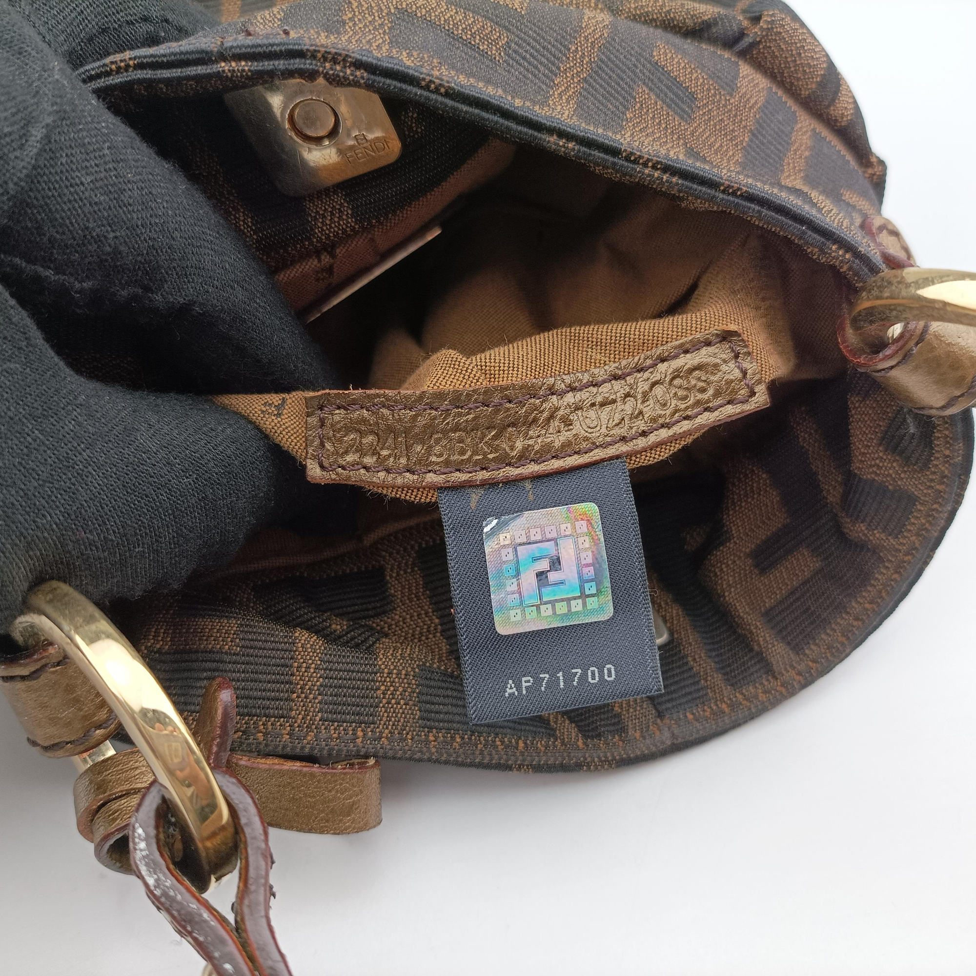 Pre-owned Fendi Mini Chef Brown jacquard 8BK044 shoulderbag | stylenewstar