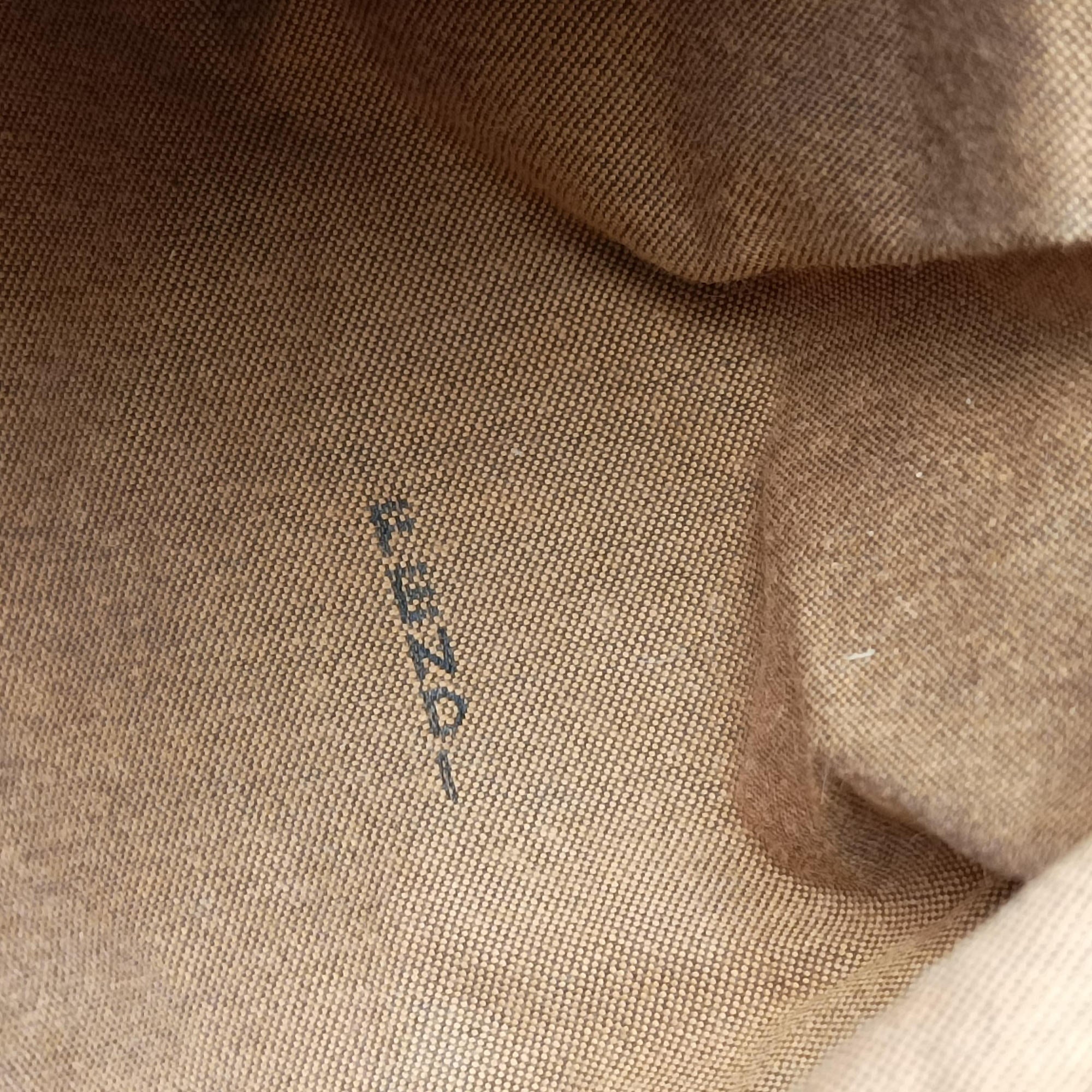 Pre-owned Fendi Mini Chef Brown jacquard 8BK044 shoulderbag | stylenewstar