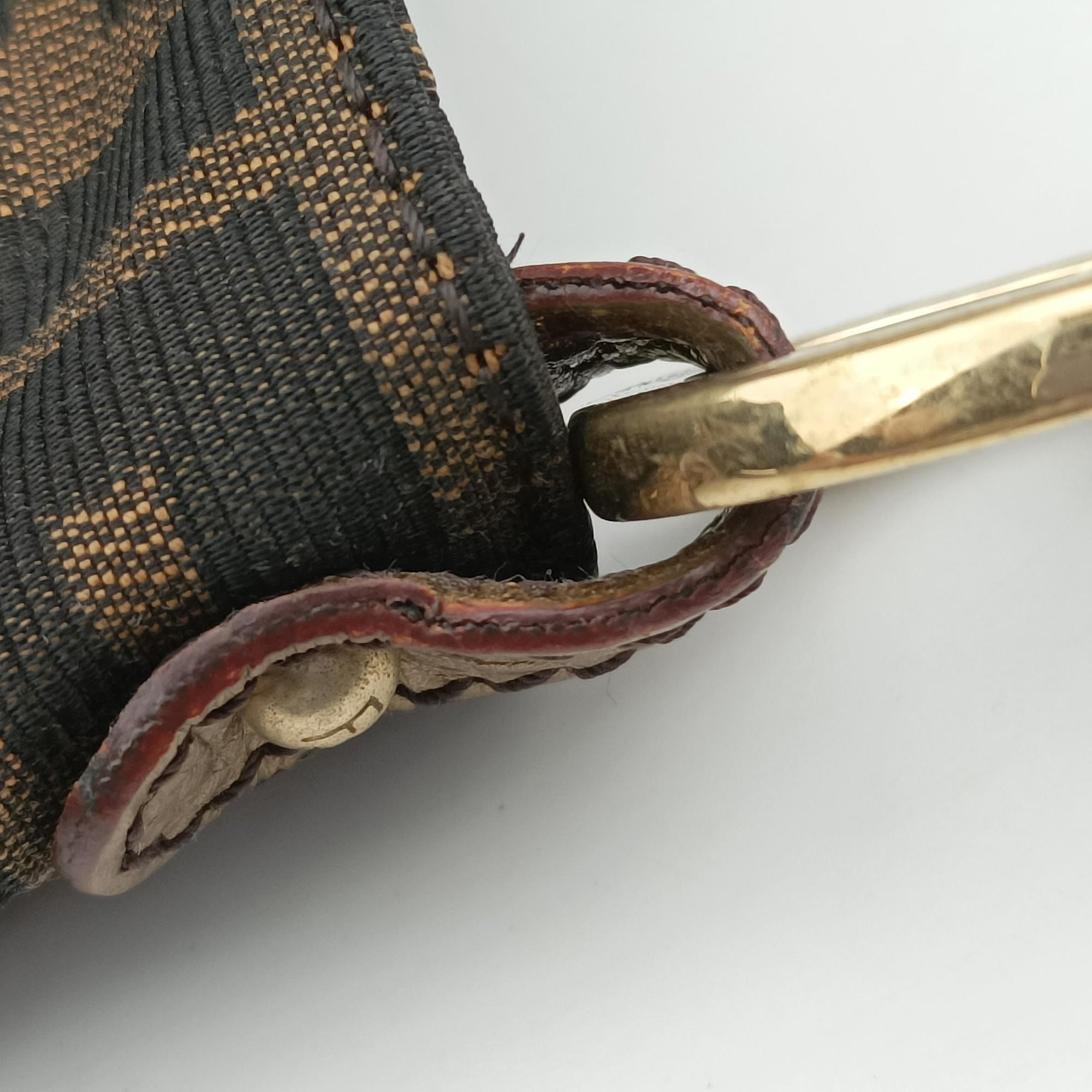 Pre-owned Fendi Mini Chef Brown jacquard 8BK044 shoulderbag | stylenewstar