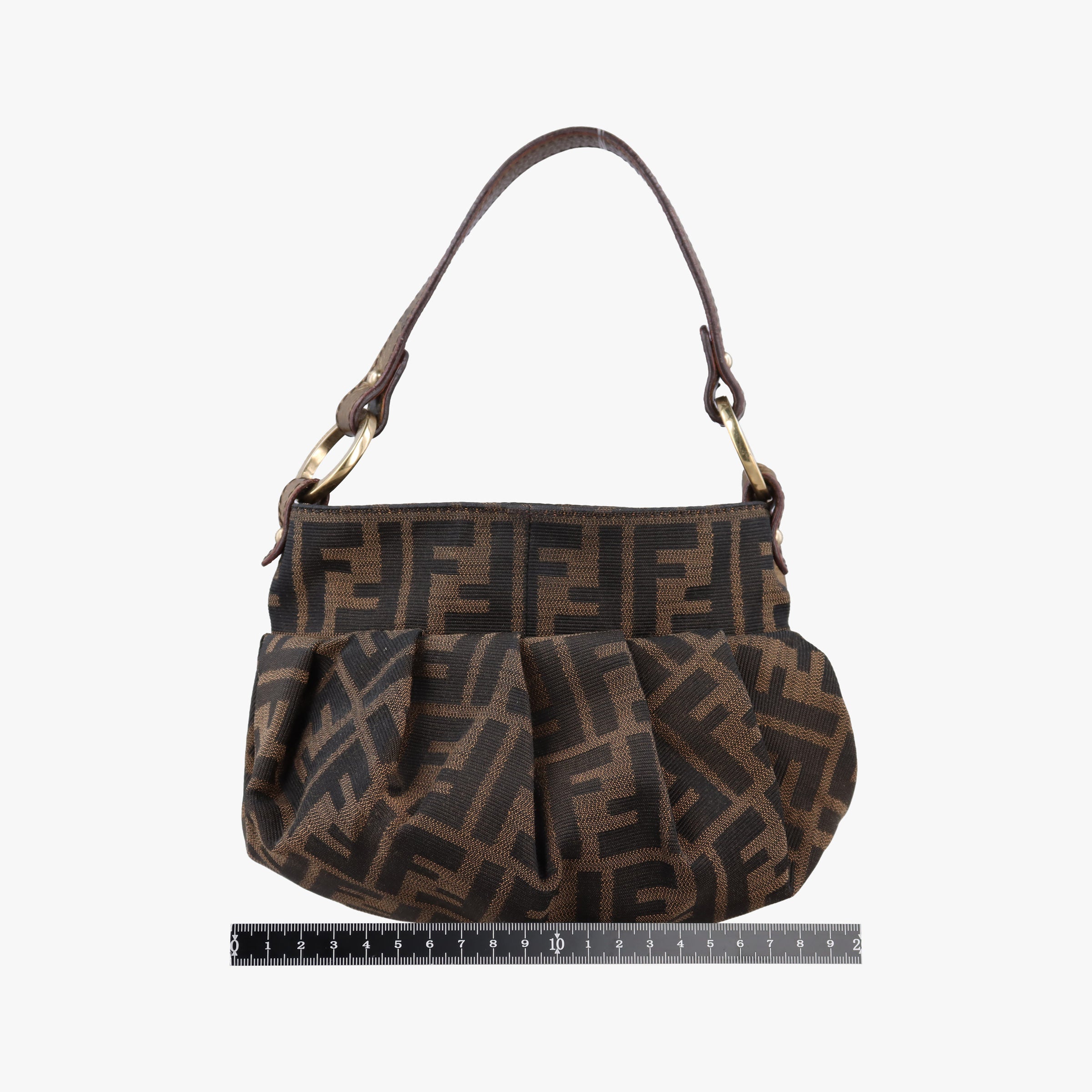 Pre-owned Fendi Mini Chef Brown jacquard 8BK044 shoulderbag | stylenewstar