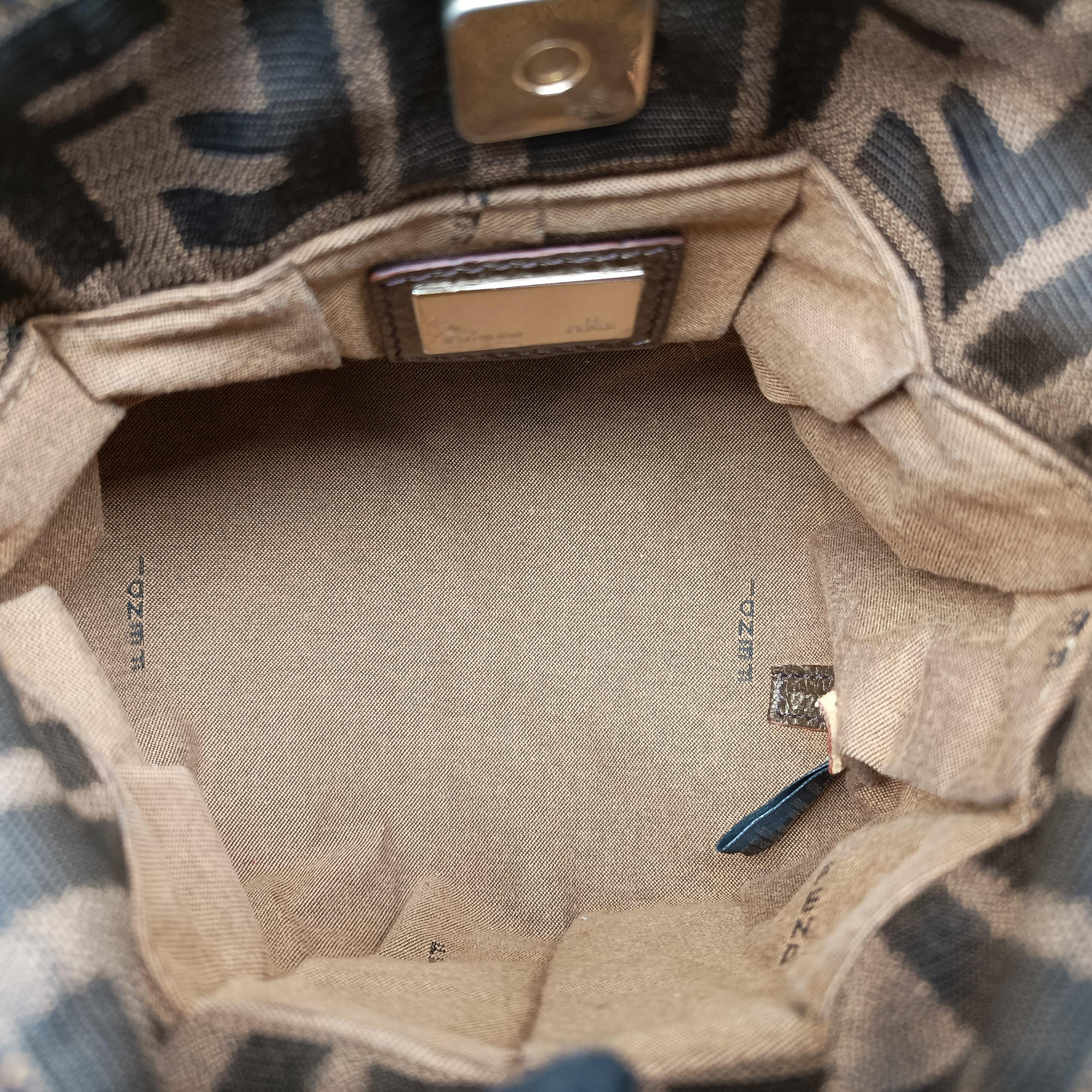 Pre-owned Fendi Mini Chef Brown jacquard 8BK044 shoulderbag | stylenewstar