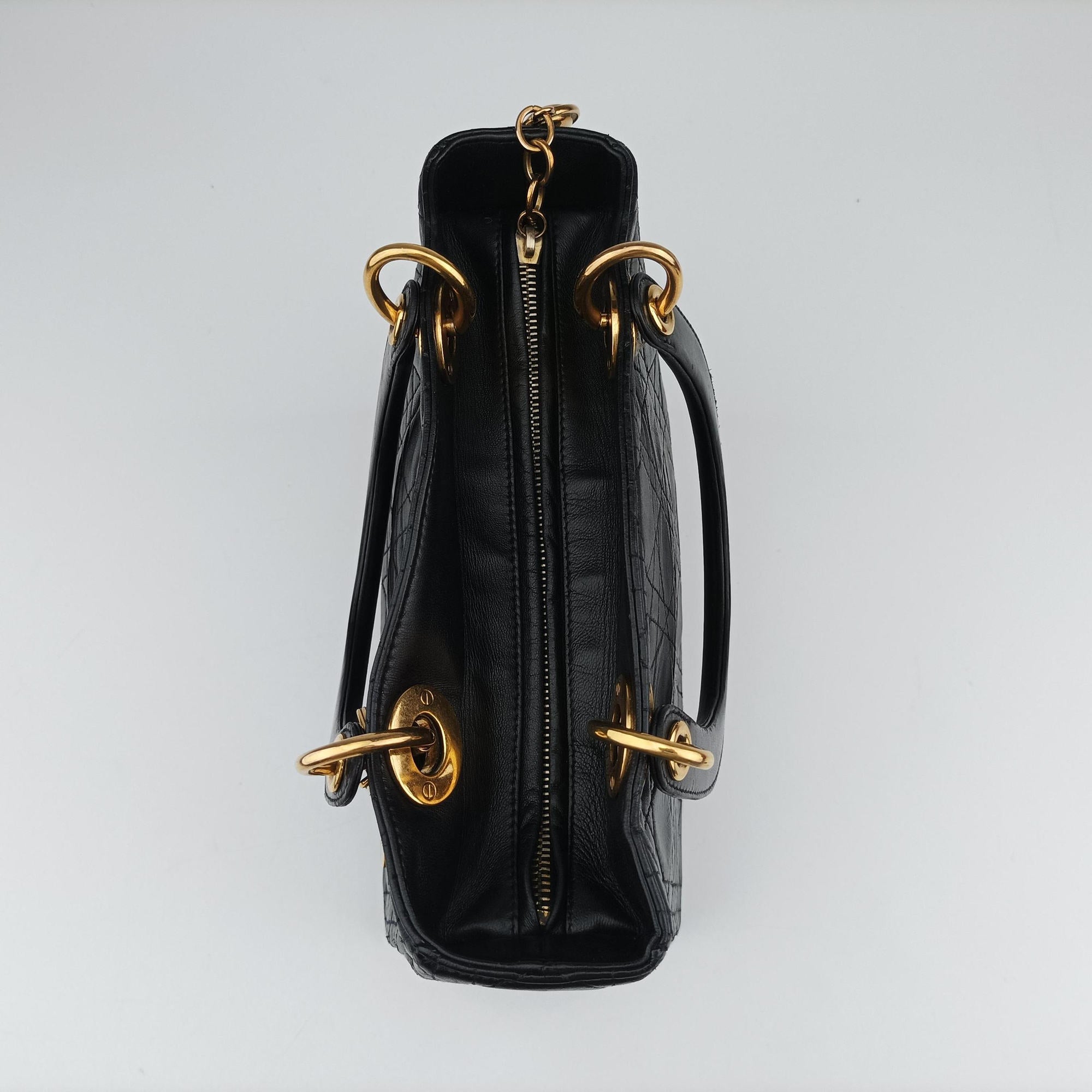 Pre-owned Christian Dior Lady Dior Black lambskin  shoulderbag | stylenewstar