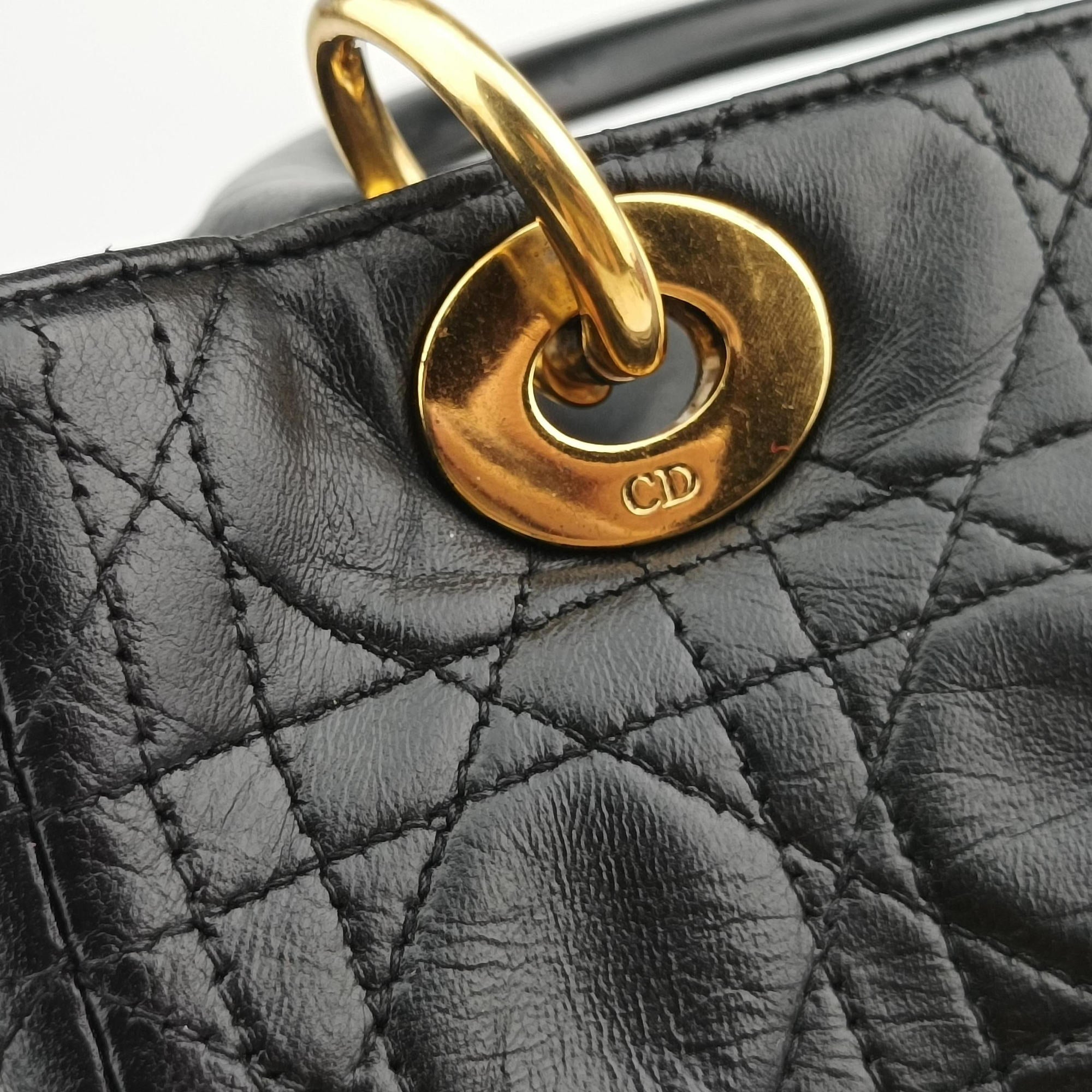 Pre-owned Christian Dior Lady Dior Black lambskin  shoulderbag | stylenewstar