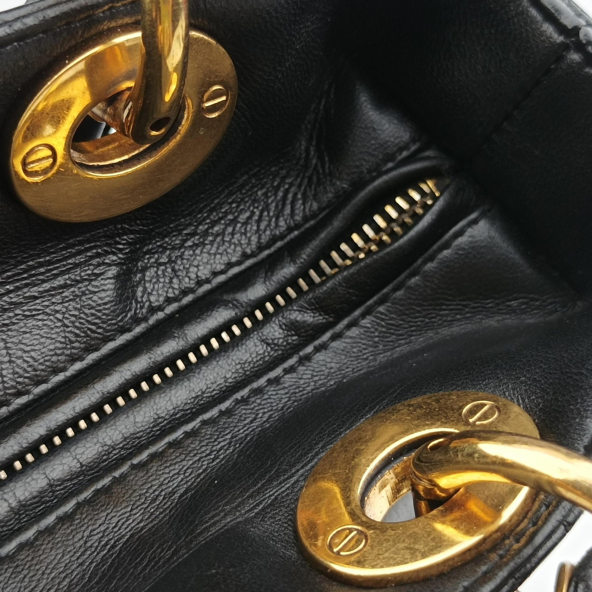 Pre-owned Christian Dior Lady Dior Black lambskin  shoulderbag | stylenewstar