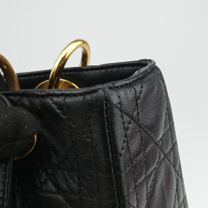 Pre-owned Christian Dior Lady Dior Black lambskin  shoulderbag | stylenewstar