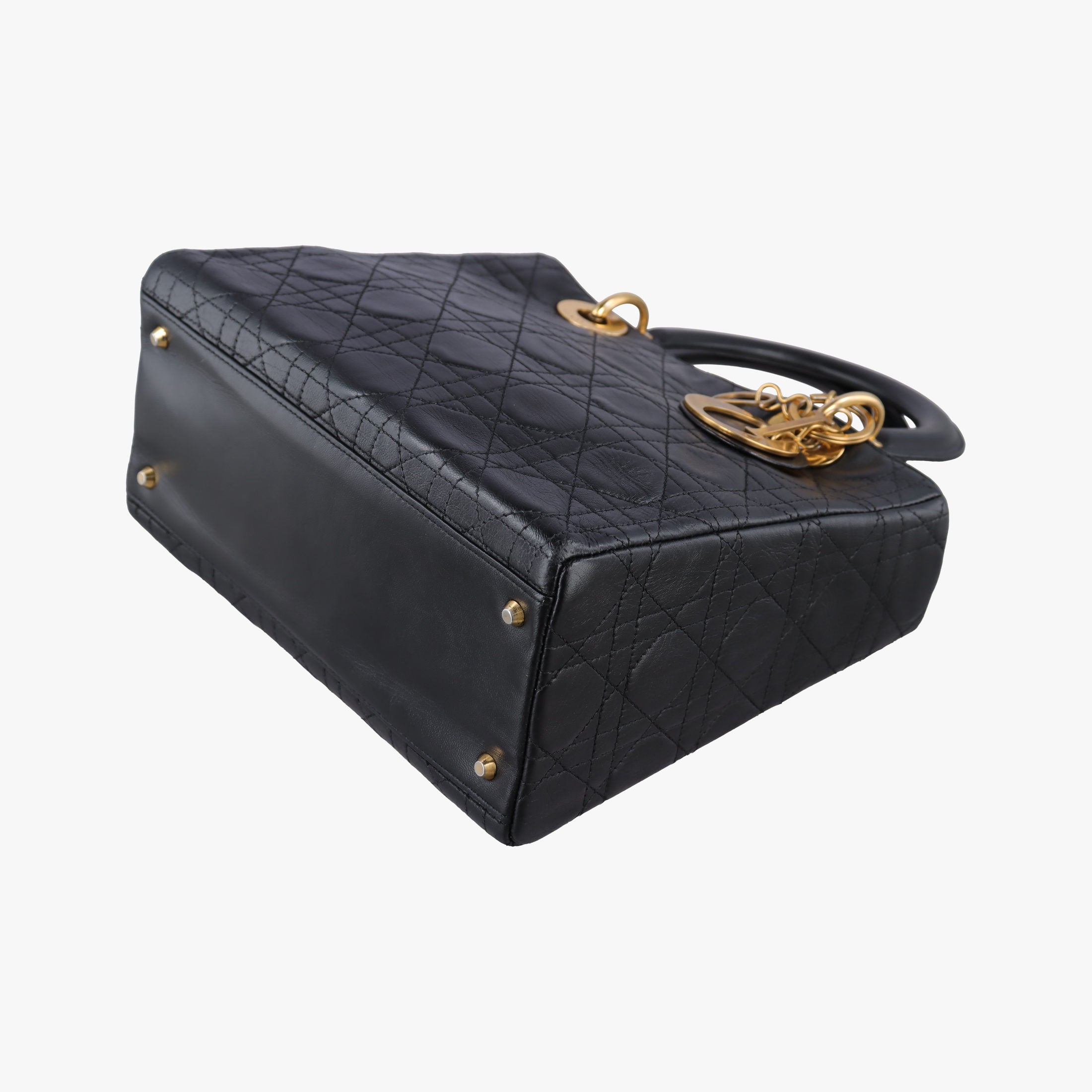 Pre-owned Christian Dior Lady Dior Black lambskin  shoulderbag | stylenewstar