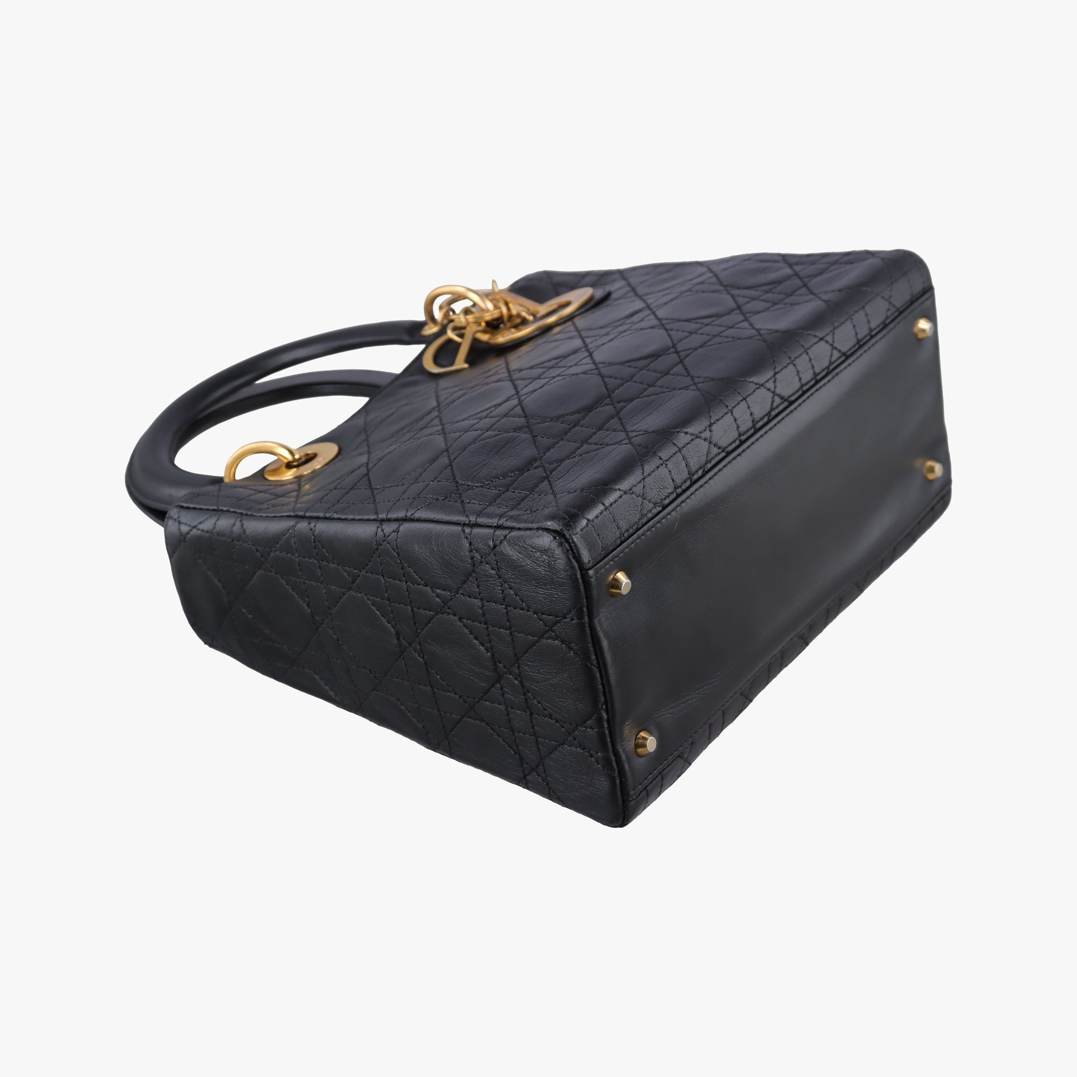 Pre-owned Christian Dior Lady Dior Black lambskin  shoulderbag | stylenewstar