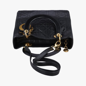 Pre-owned Christian Dior Lady Dior Black lambskin  shoulderbag | stylenewstar