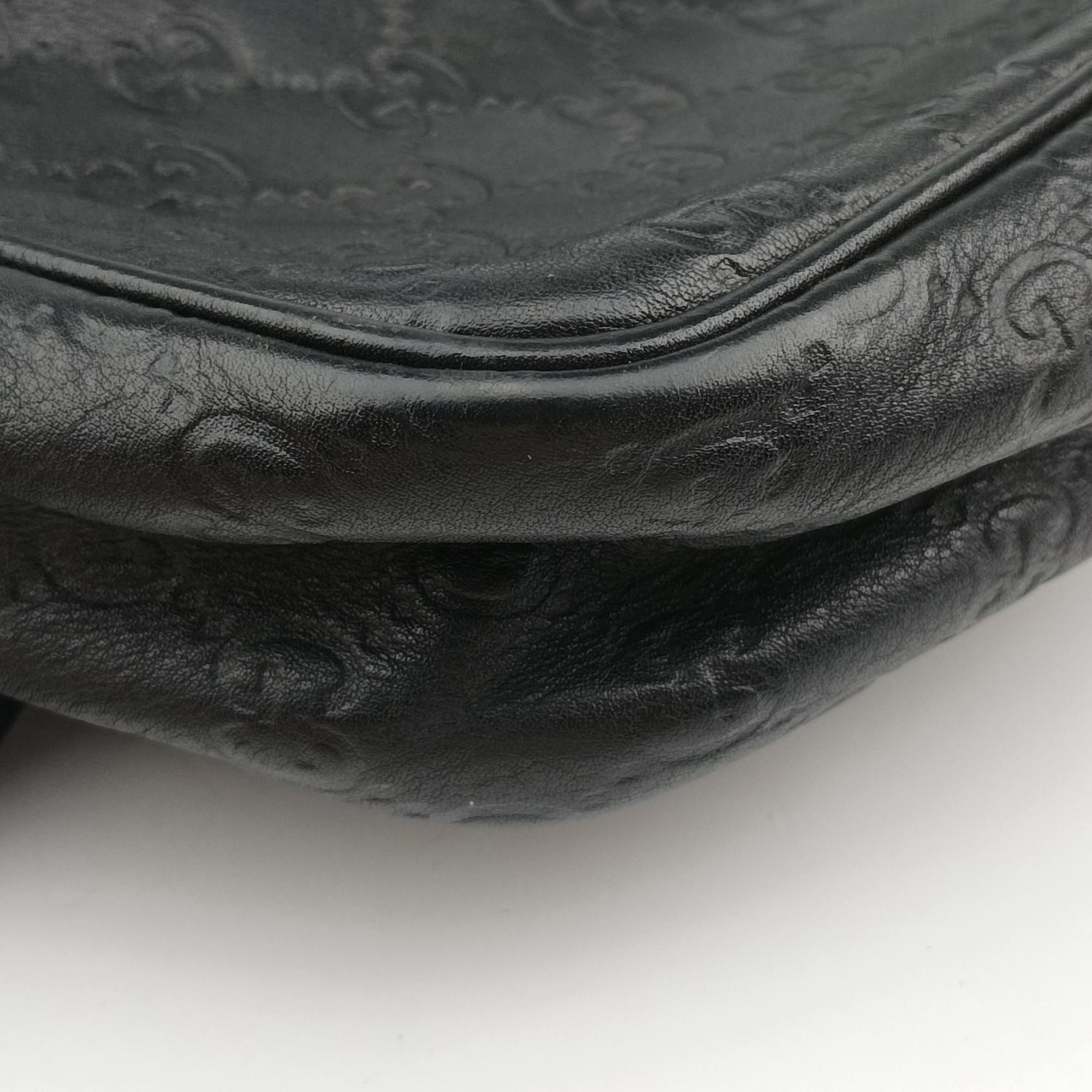 Secondhand Gucci GG Imprime Messenger Black Leather 201448 shoulderbag | stylenewstar