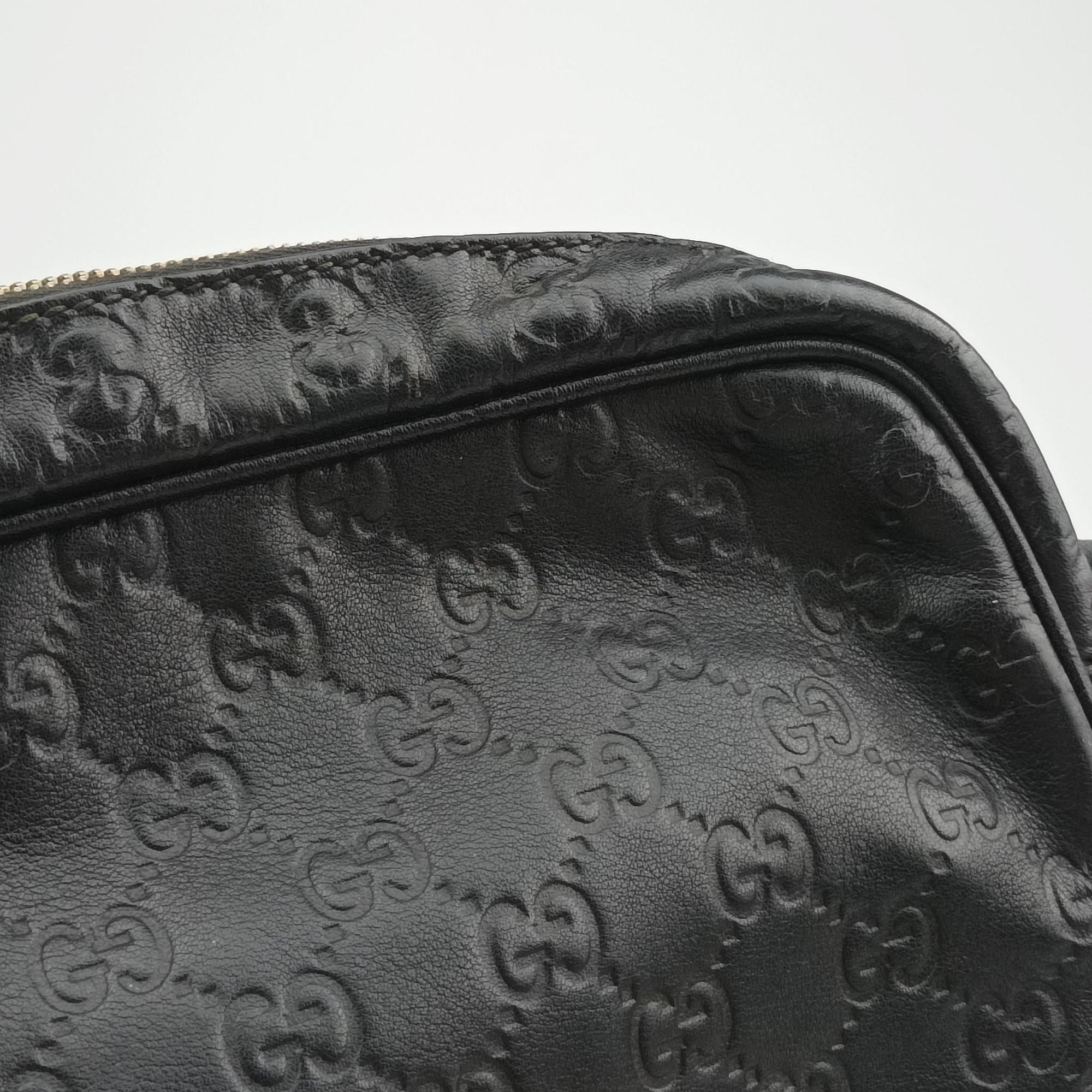 Secondhand Gucci GG Imprime Messenger Black Leather 201448 shoulderbag | stylenewstar