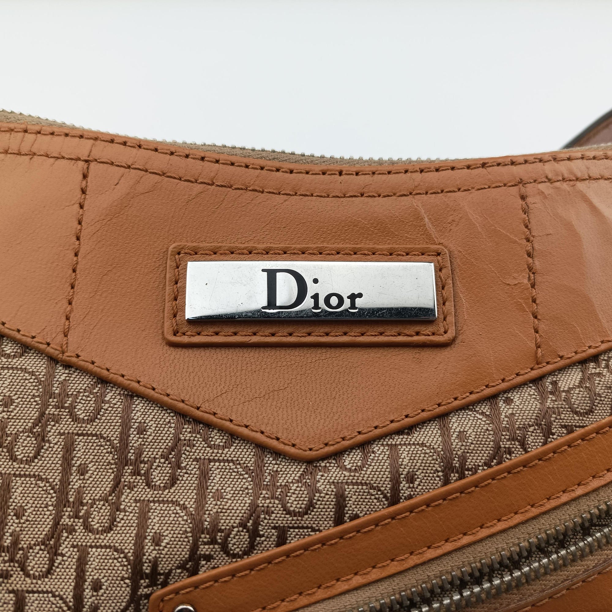 Secondhand Christian Dior Street Chic Beige × Camel Canvas × Leather  shoulderbag | stylenewstar