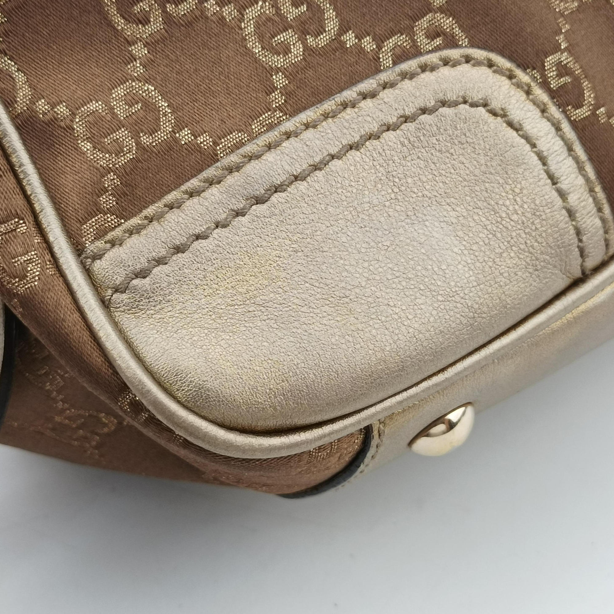 Secondhand Gucci Princy Beige×Champagne Gold GG Canvas × leather 161720 handbag | stylenewstar