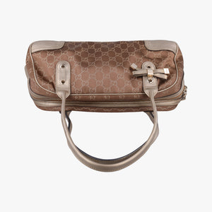 Secondhand Gucci Princy Beige×Champagne Gold GG Canvas × leather 161720 handbag | stylenewstar