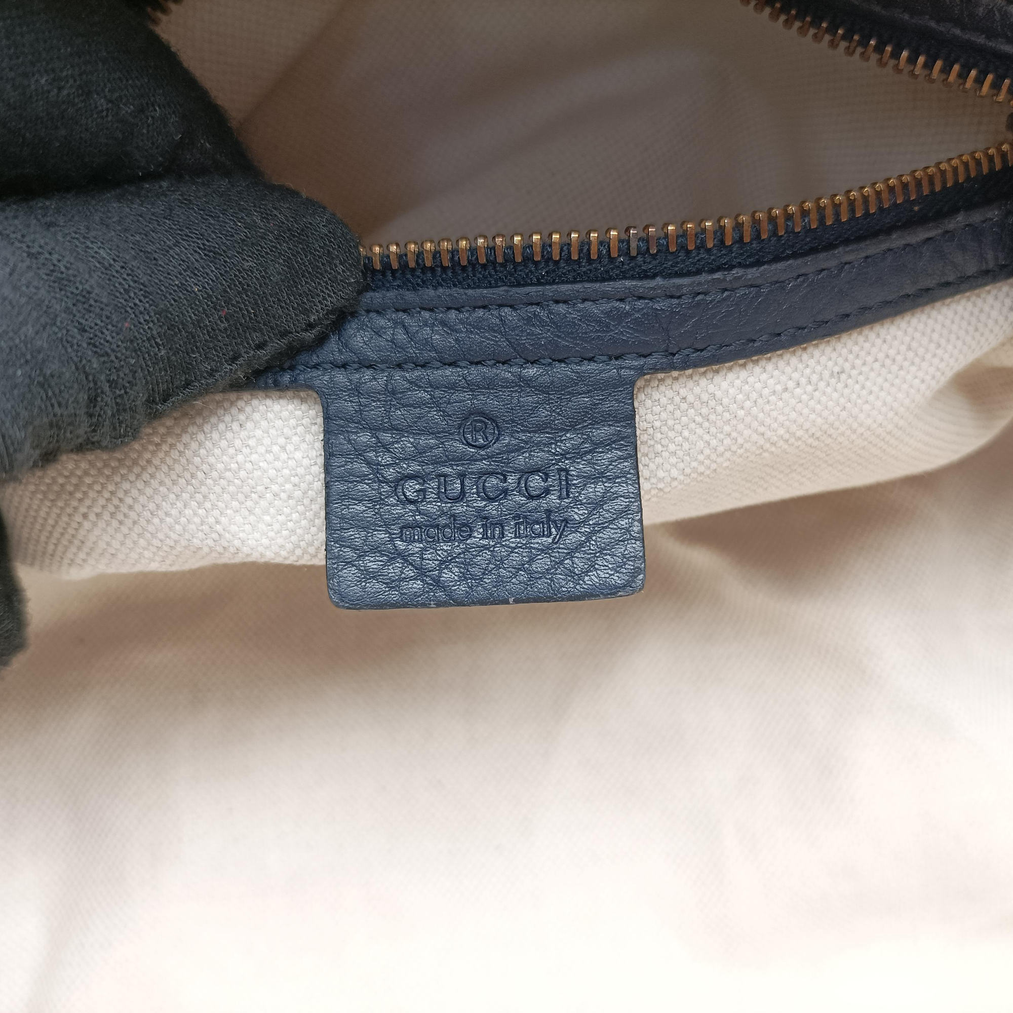Pre-owned Gucci Sherry Line navy Leather 269876 handbag | stylenewstar