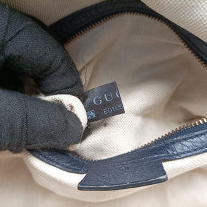 Pre-owned Gucci Sherry Line navy Leather 269876 handbag | stylenewstar