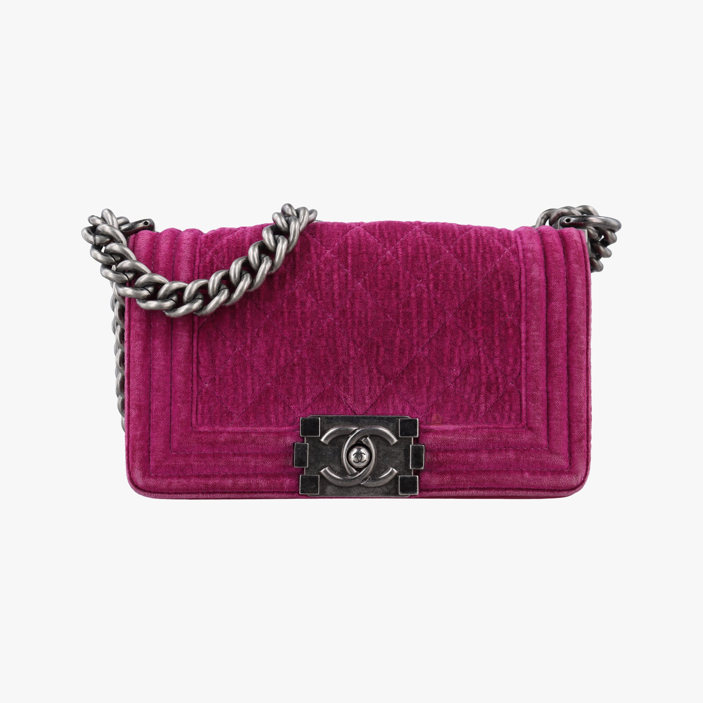 Vintage Chanel BOY CHANEL Rose velour A67416 shoulderbag | stylenewstar