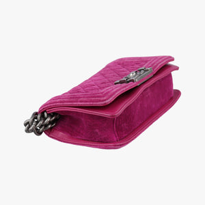 Vintage Chanel BOY CHANEL Rose velour A67416 shoulderbag | stylenewstar