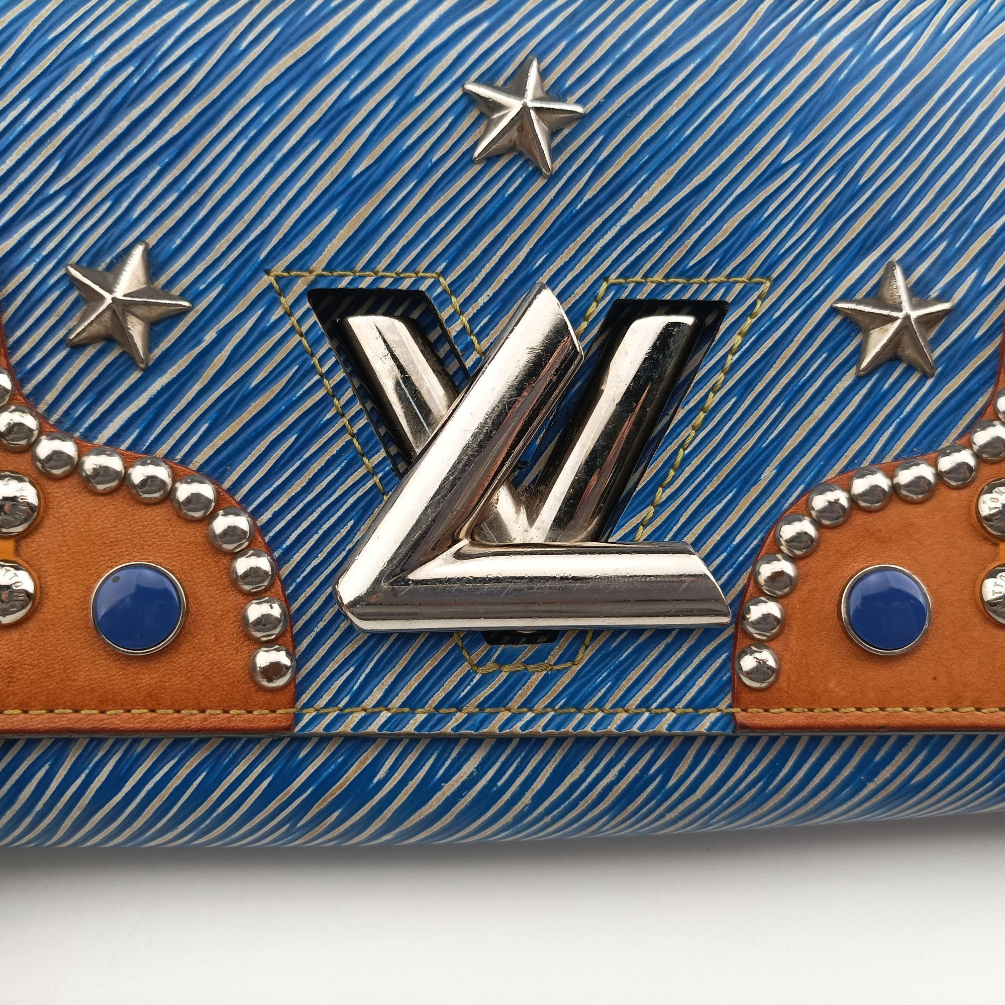 Pre-owned Louis Vuitton Twist chain wallet Blue × brown Epi leather  shoulderbag | stylenewstar