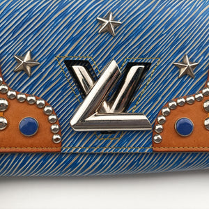 Pre-owned Louis Vuitton Twist chain wallet Blue × brown Epi leather  shoulderbag | stylenewstar
