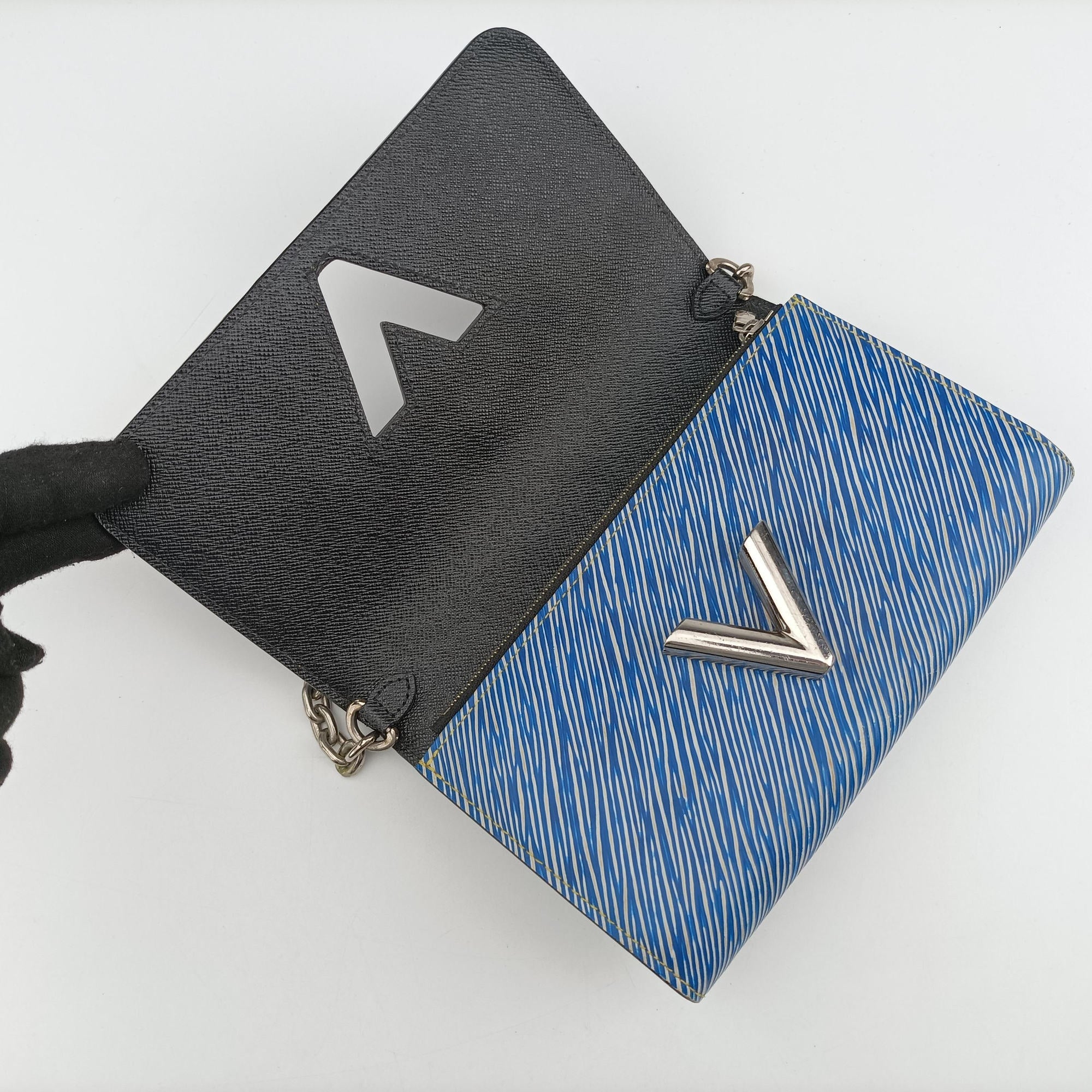Pre-owned Louis Vuitton Twist chain wallet Blue × brown Epi leather  shoulderbag | stylenewstar