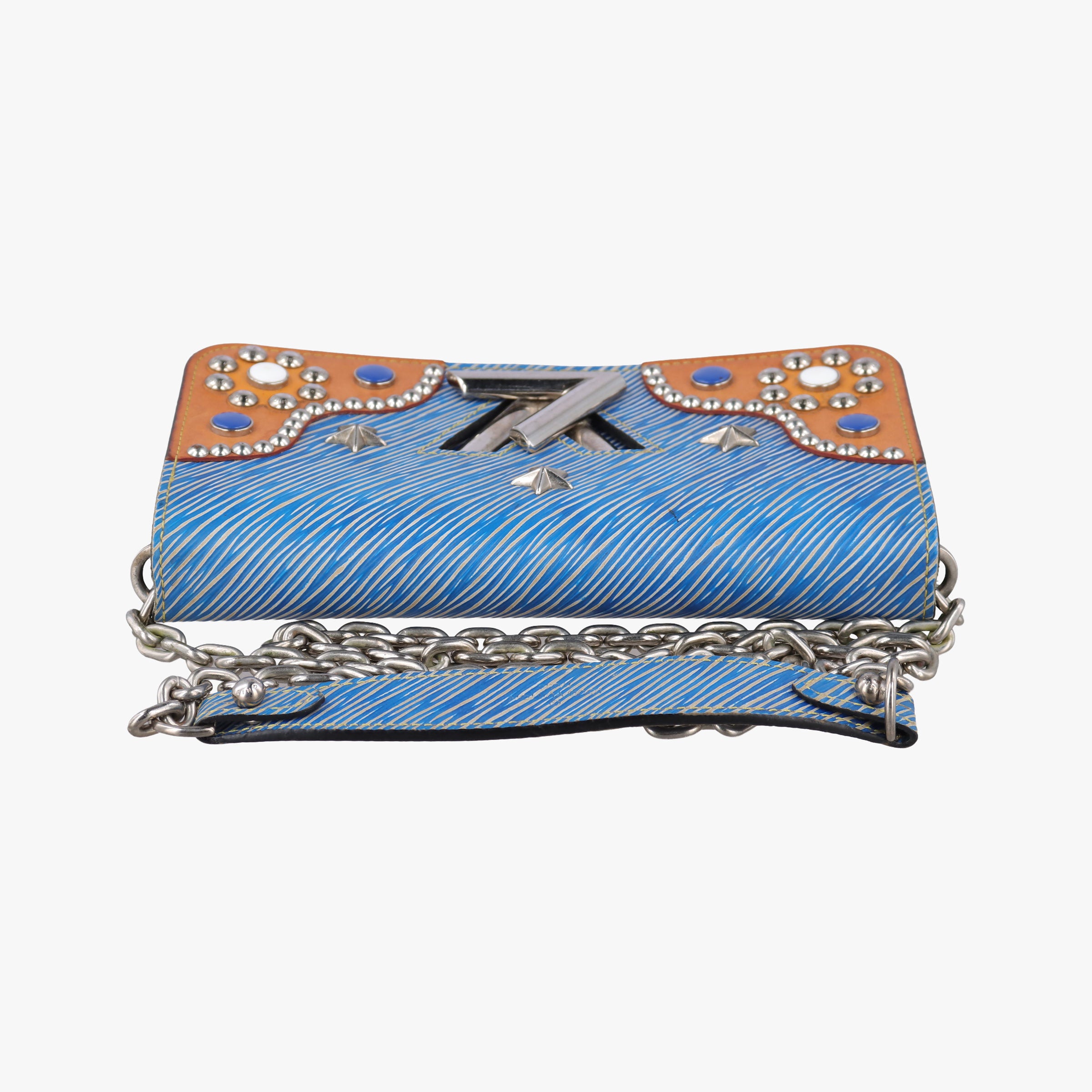 Pre-owned Louis Vuitton Twist chain wallet Blue × brown Epi leather  shoulderbag | stylenewstar
