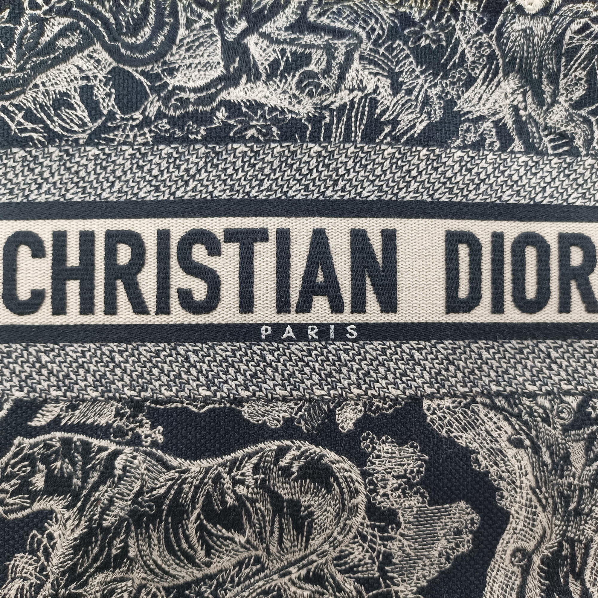 Pre-owned Christian Dior Book Tote Navy Jacquard  handbag | stylenewstar