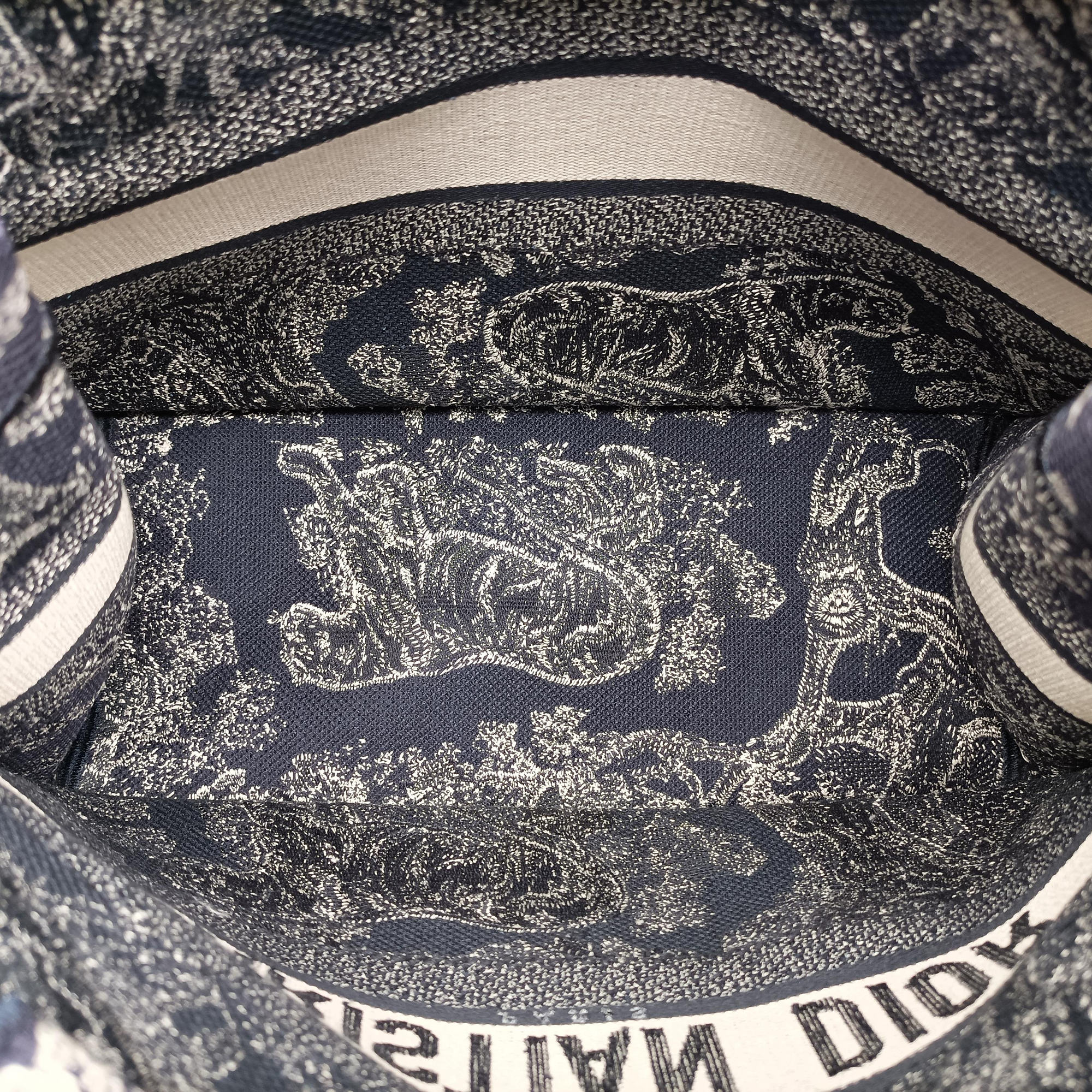 Pre-owned Christian Dior Book Tote Navy Jacquard  handbag | stylenewstar