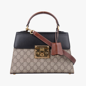Pre-owned Gucci Padlock Beige×black PVC coated canvas×Leather 453188 shoulderbag | stylenewstar