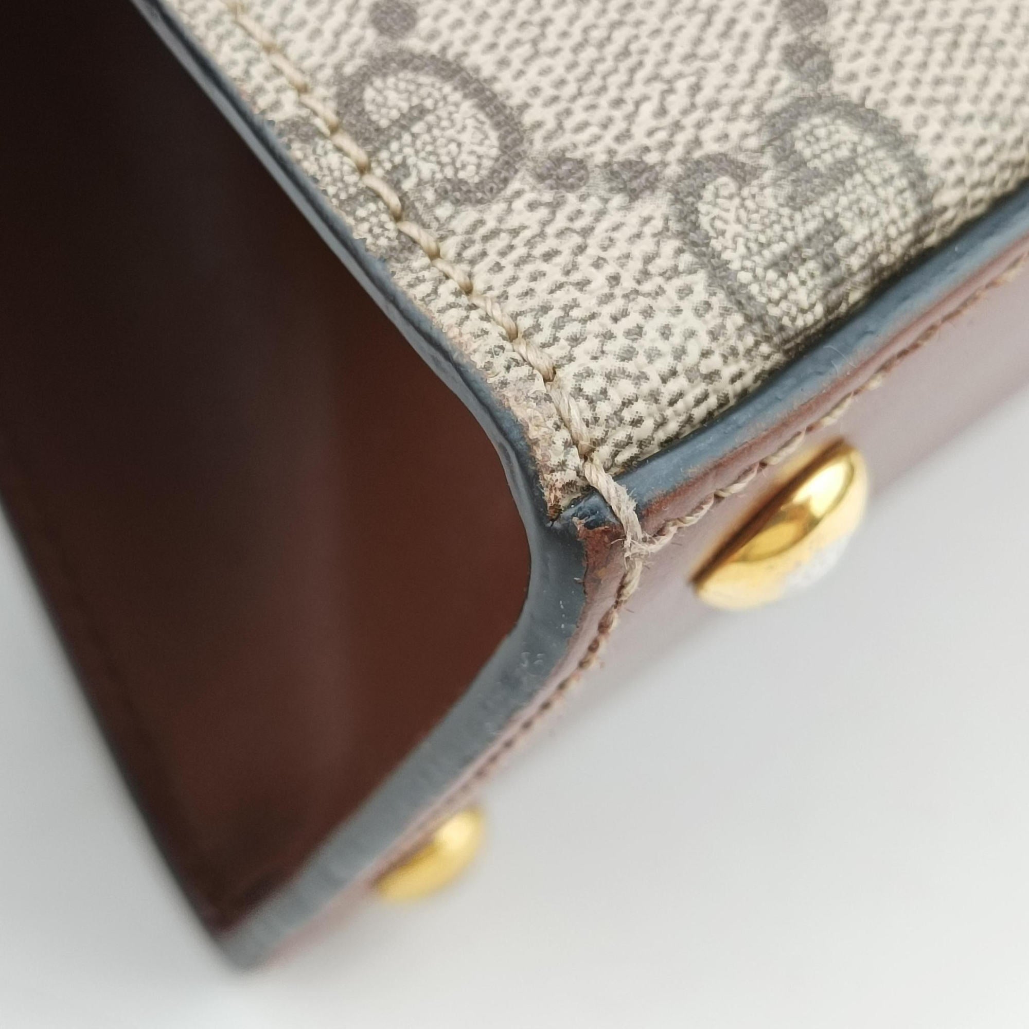 Pre-owned Gucci Padlock Beige×black PVC coated canvas×Leather 453188 shoulderbag | stylenewstar