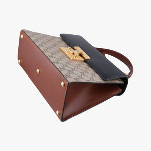 Pre-owned Gucci Padlock Beige×black PVC coated canvas×Leather 453188 shoulderbag | stylenewstar