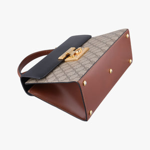 Pre-owned Gucci Padlock Beige×black PVC coated canvas×Leather 453188 shoulderbag | stylenewstar